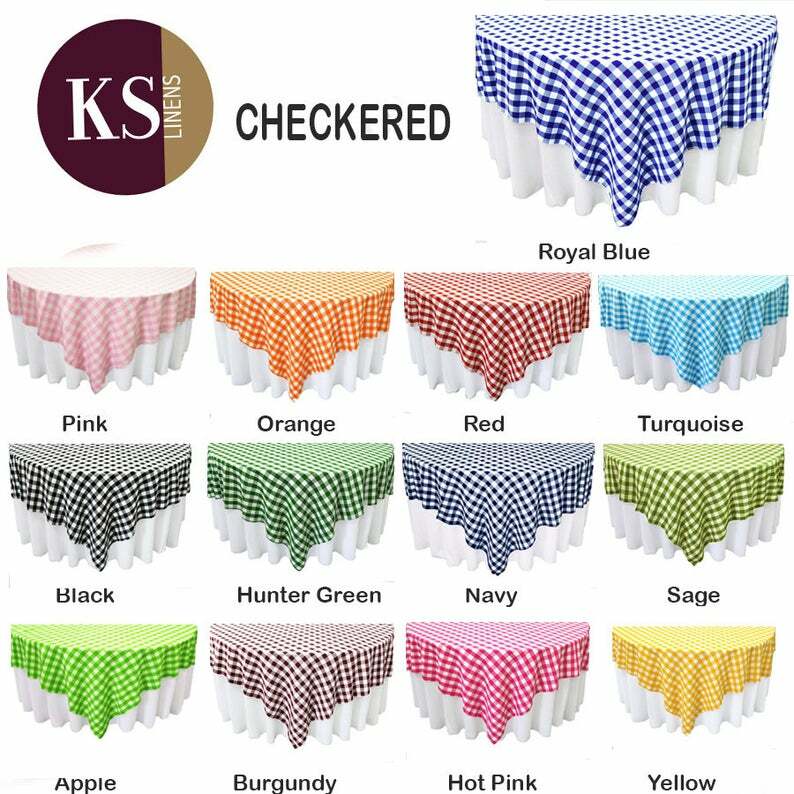 Tablecloth Square Checkered for Wedding, Party Rental, variety sizes & colors