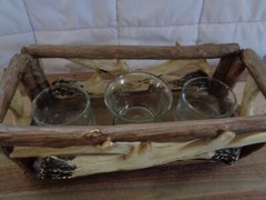 Deer antler Hunting Lodge Rustic country western statue Votive Candle Holder