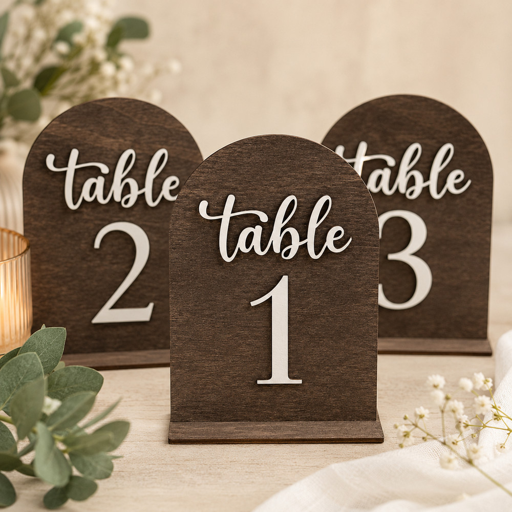 Wedding Decorations Table Numbers 1 – 10 Wood Design With White Writing