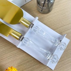 Timeless Cake Server Set – Gold Stainless Steel Knife & Crystal Handle Gift Idea