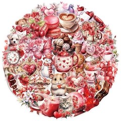 50pcs Transparent Love Stickers,Vintage Valentine Sticker Waterproof PET Red