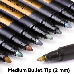 Metallic Marker Pens – Set of 10 Medium Point Metallic Markers 10 Bullet tip