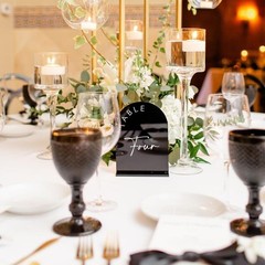 Black Arched Wedding Table Numbers 1-20 with Stands, 5×7 Inch Black Acrylic A…