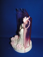New Vintage Wilton «Reflection» Wedding CakeTop, white porcelain, pink 117-305R