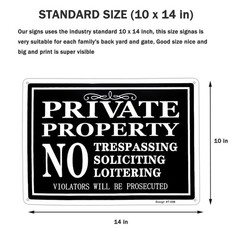 Private Property No Trespassing Aluminum Sign 14×10 inches, UV Printed, 2-Pac…