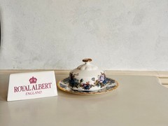 Moonlight Rose Butter Dish with Lid – Porcelain Serving Piece, 80s Royal Albert