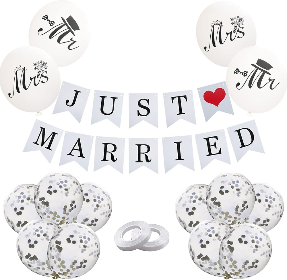 Just Married Decorations JUST MARRIED Wedding Party Decoration Car Decor White a