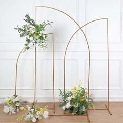 7 feet Gold Metal Floral Display Frame Half Moon Backdrop STAND Arch Party Event