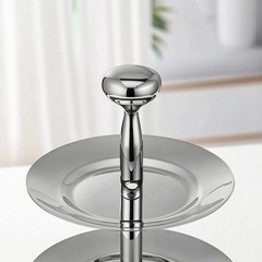 Fruit Tray with Central Pillar Stainless Steel Double-Level Fruit Bowl Sturdy