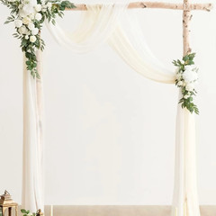 Artificial Wedding Arch Flowers Kit – White & Sage Green Floral with Chiffon