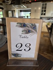 Wedding Table Number Signs Set of 12 Peacock Feather Reception Decor w/Stands