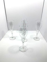 1970’s Champagne Stem Flute Toasting Glasses Vintage Set of 5 light in weight