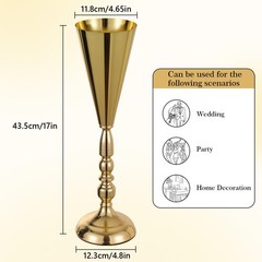 4/6/10x Gold Vase Metal Wedding Tabletop Centerpiece for Artificial Flower Decor