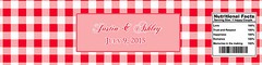 100 Red Gingham Wedding Anniversary Engagement event Party Water Bottle Labels