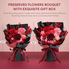 Bessol Flowers for Delivery Preserved Large, Red Flower Bouquet
