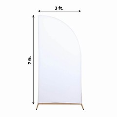 7 ft x 3 ft WHITE Matte Fitted Spandex Half Moon Arch Stand Cover Wedding