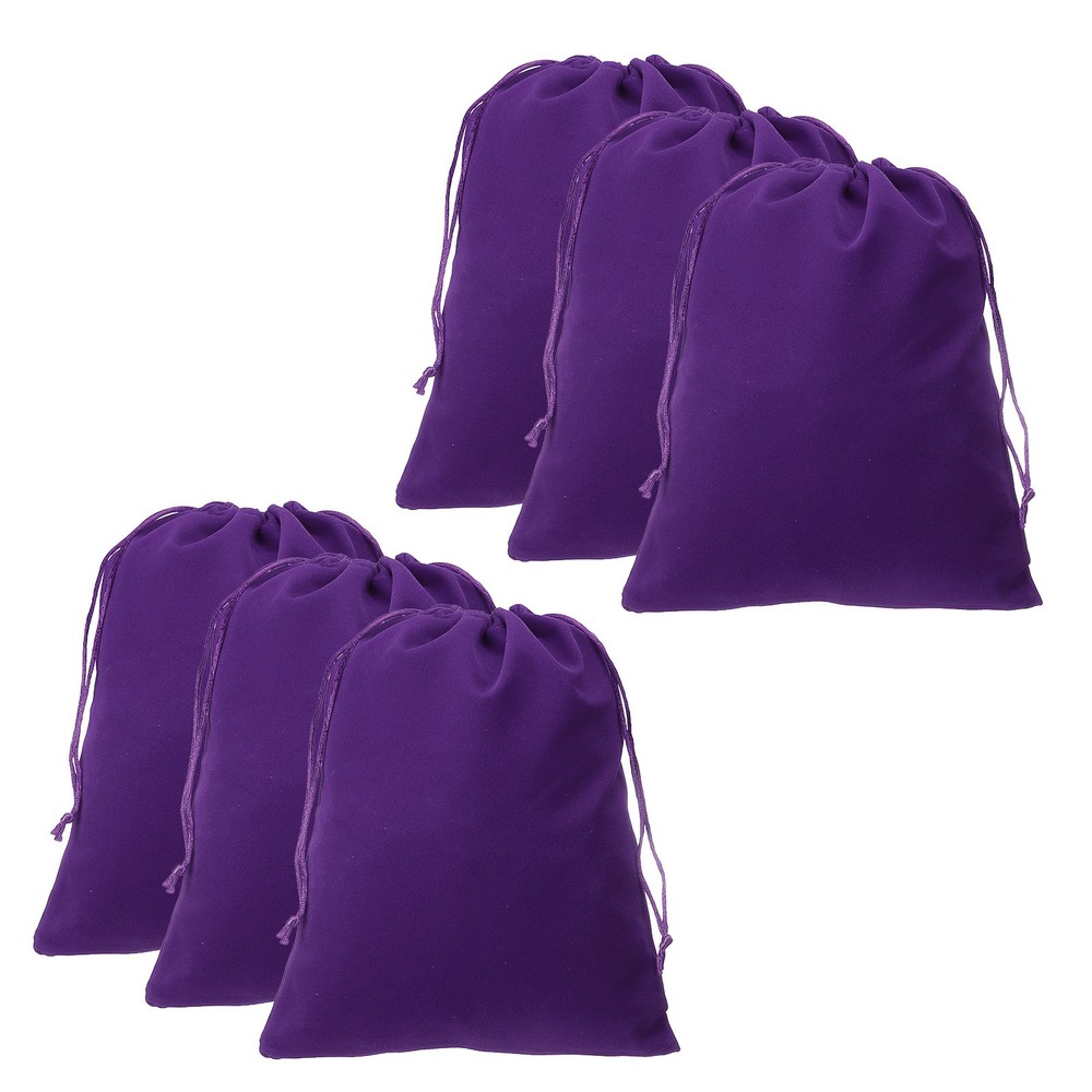 10pcs Velvet Gift Bags 7.9″ x 9.8″ Drawstring Jewelry Pouches, Dark Purple