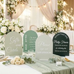 4 Pcs Acrylic Wedding Signs for Reception and Ceremony, Wedding Signage Decor