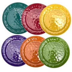 6-Piece 100% Melamine Dinner/Lunch Plate Set,10inch Round Melamine Multicolor