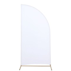 6 ft x 3 ft Matte WHITE Fitted Spandex Half Moon Backdrop STAND COVER Party