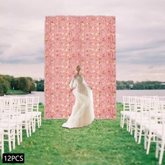 12pcs Flower Wall Panel Artificial Flower Wall Background Silk Rose Wedding