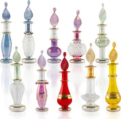 CraftsOfEgypt Genie Blown Glass Miniature Perfume Set Of 10, Multicolor
