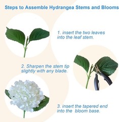 6PCS Premium White Hydrangea Artificial Flowers Bouquets, Ivory Silk Hydrangea