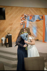 Lings Moments Wedding Flowers Set Russet Orange and Denim Blue