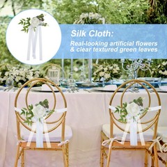 6Pcs Wedding Aisle Decorations Pew Flowers Chair Artificial Flowers White