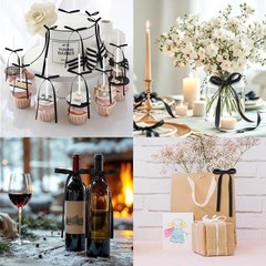 Bow Party Decorations, Satin Ribbon Bows Wall Decor Backdrop Kit, 40PCS Black