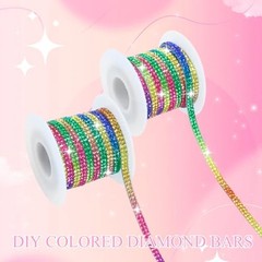 2 Rolls Shiny Rhinestone Ribbon Self Adhesive,Rainbow Color Rhinestone Tape 1