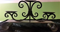 Wrought Iron 3 Candle Holder with Swirls (20×4.5×11 inches)