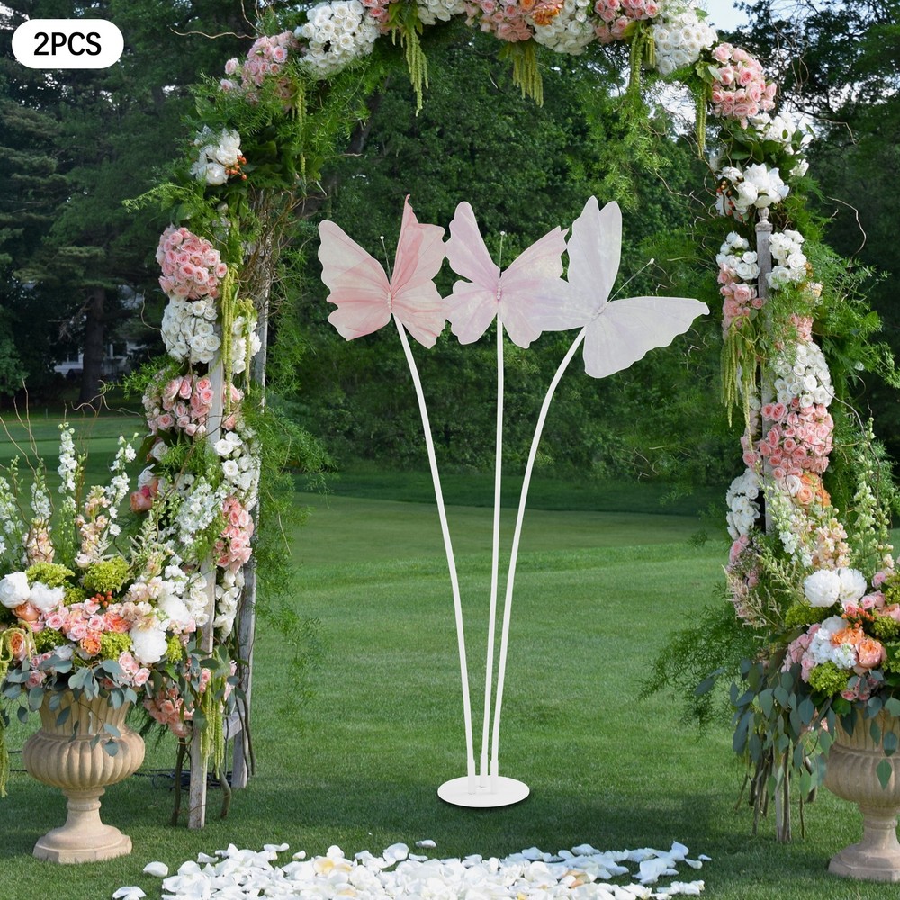 2 Pack Realistic Artificial Butterfly Decoration with Standing Base for Wedding