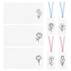 100Pack Blank Place Card with Pink & Blue Ribbon, 3.54 x 1.57 Inch, White