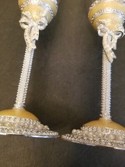 Nuptio Champagne Flutes Glasses 2pcs.Flute Enamel Wedding Crystal 9.75″tall
