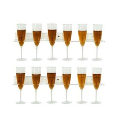 CLEAR 2 Acrylic 21″ Wine Glass Rack Wall Mounted Champagne Flute SHELVES Party