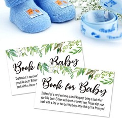 Books for Baby Shower Request Cards,50 Greenery 50 Count (Pack of 1), Green