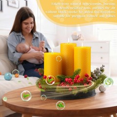 Makalone 6 Pack Natural Beeswax Pillar Candles2.8X6In Handmade Beeswax Rolled