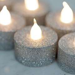 12 pcs 1.5″ tall LED Tealight Glittered Candles Lights Wedding Home Centerpieces