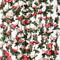 Flower Garland Rose Vines, 2 Strands 16.5Ft Flower Vines for 2 Packs Pink