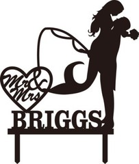 Personalized Mermaid Cake Toppers Bride and Groom Fishing Wedding Cake Topper