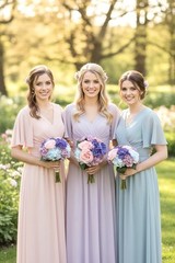 Pink Lavender Blue Bridal Bouquet, Pastel Wedding Flowers, Bouquet, Silk Flower