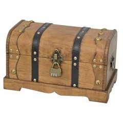 Vintage Wooden Treasure Chest Decorative Box with Lock – 12.2×7.1×7.1 Brown