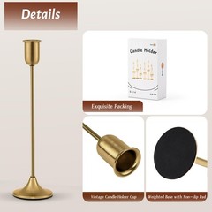 Brass Gold Candlestick Holders, Metal Taper Candle Holders Set of