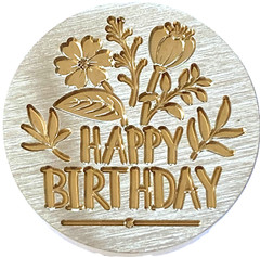 Happy Birthday text with Flowers Wax Seal Stamp Head, 1″ diameter