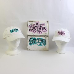 Lot Of 4 Lillian Rose Bride & Groom Fun T-Shirts & Snap Back Caps Wedding 80s