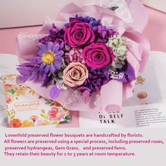 lovenfold Preserved Flowers for Delivery, Purple Rose Bouquets That violet