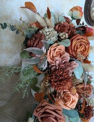 Terracotta Bridal Bouquet Artificial Silk Foam Flowers