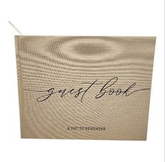 Linen Guest Book Wedding Baby Shower Birthday 100 Pages 9×7 Keepsake Beige