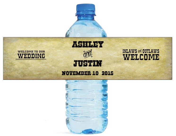100 Country Inlaws & Outlaws Wedding Anniversary Water Bottle labels Engagement